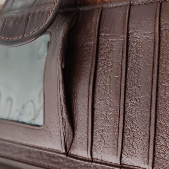 Brighton alligator embossed bronzed leather bifold wallet - Picture 7 of 11